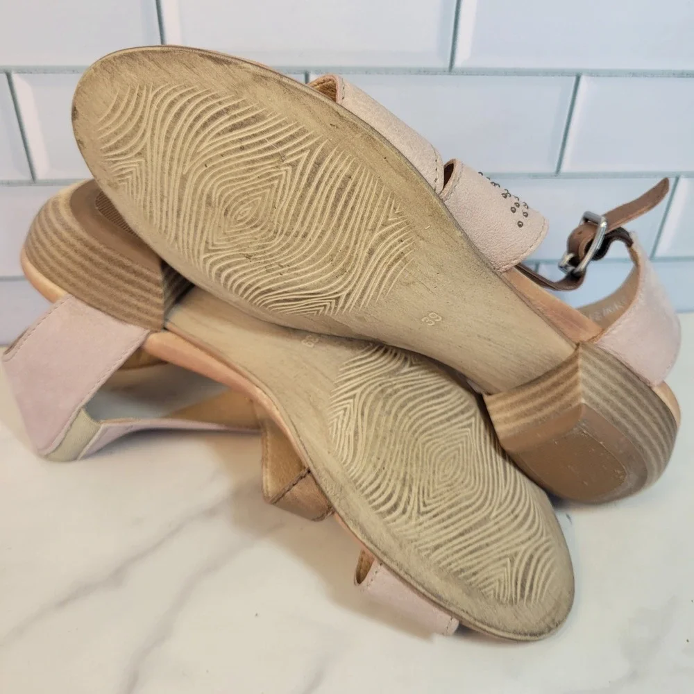 Miz Mooz Leather Heeled Sandals Size 8.5 9 Cienna Cappuccino Laser Cut Size 39
